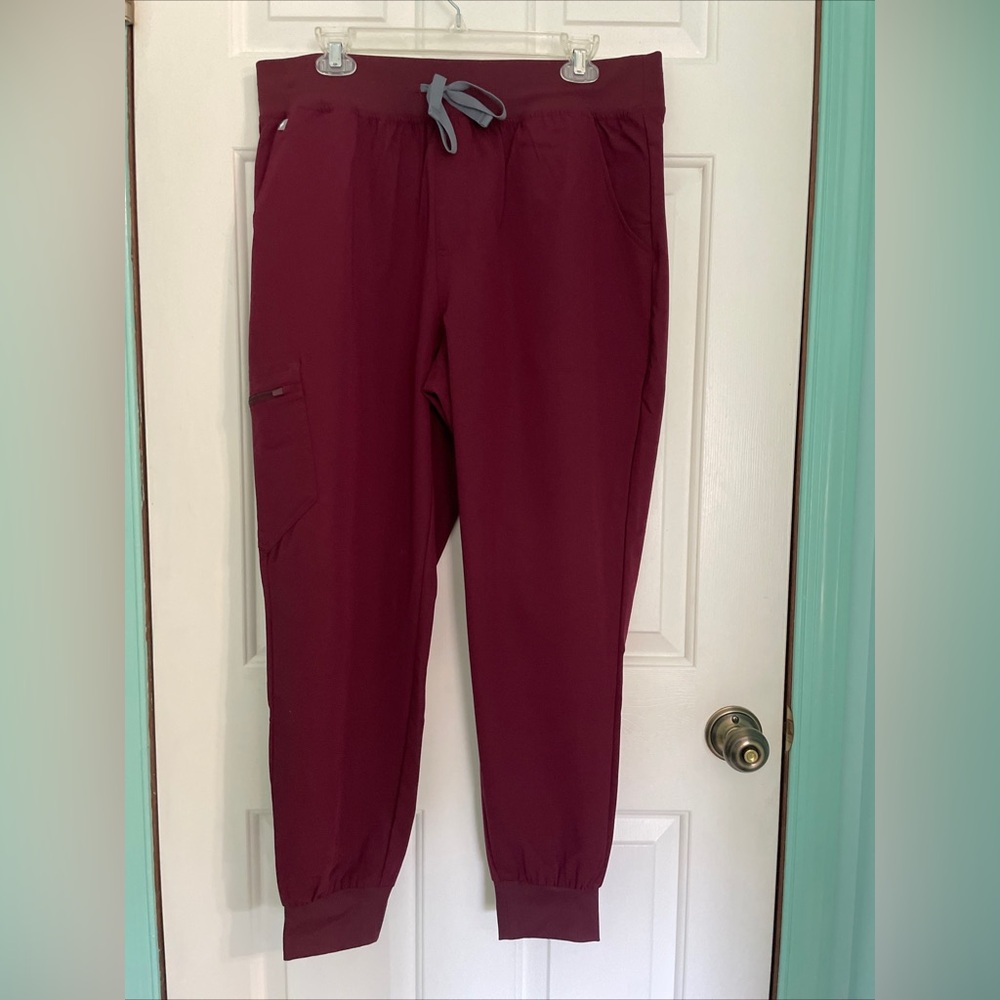 Figs burgundy high waisted zamora scrub pants LP